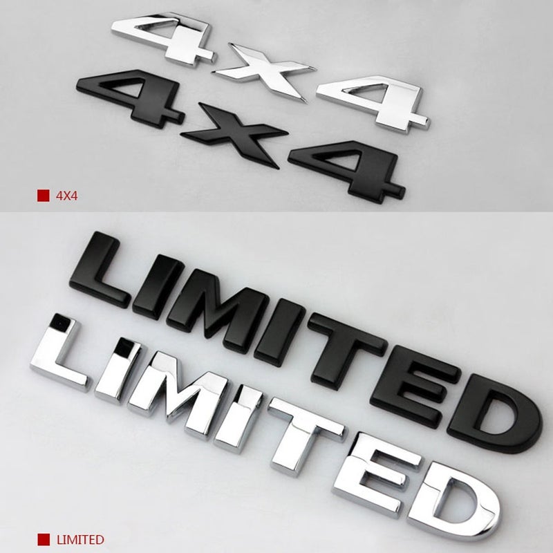 DSYCAR 4 X 4 +Limited Chrome 3D Decal Emblem Sticker Nameplate Badge Decoration for Jeep Grand Cherokee Wrangler Compass (Black) - Image 2